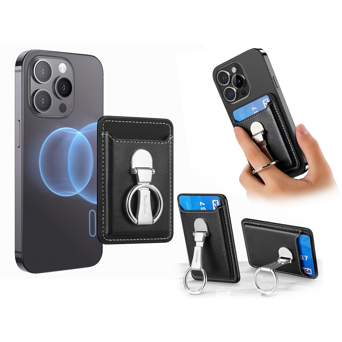 ZORBES Phone Card Ring Holder Strong Magnet 2 in 1 Phone Ring Holder Card Holder PU Card Organizer for Phone 360 ° Rotatable Metal Magnet Ring Holder for iPhone 15/14/13/12 Series ZORBES Phone Card Ring Holder Strong Magnet 2 in 1 Phone Ring Holder Card Holder PU Card Organizer for Phone 360 ° Rotatable Metal Magnet Ring Holder for iPhone 15/14/13/12 Series